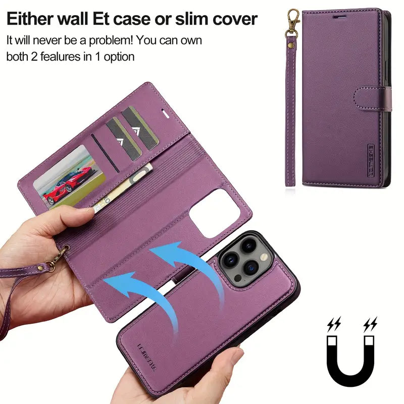 Detachable Split Flip PU Leather Phone Case for Iphone