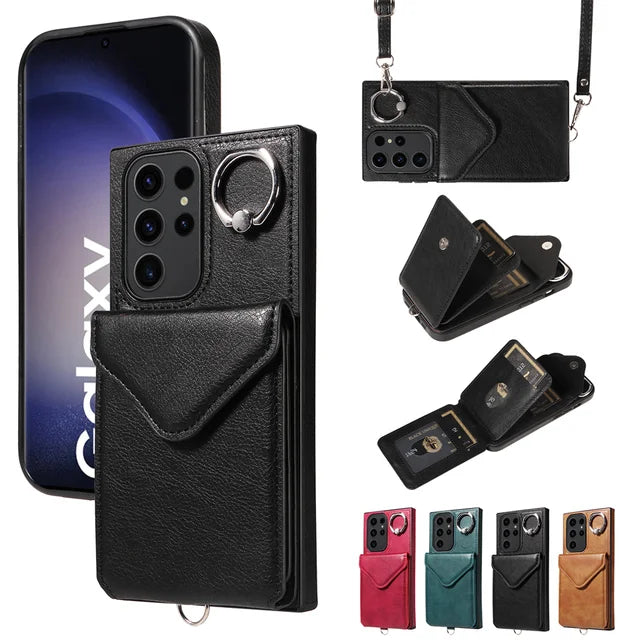 Business Ring Buckle Card Holder Phone Case for Samsung