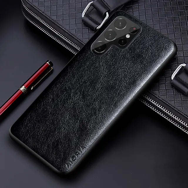 Luxury Business Solid Color Leather Case for Samsung Galaxy