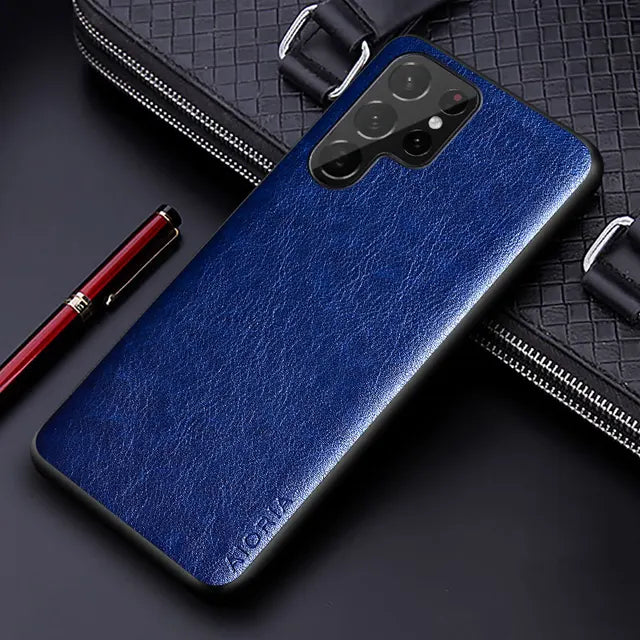 Luxury Business Solid Color Leather Case for Samsung Galaxy