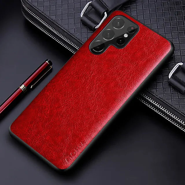 Luxury Business Solid Color Leather Case for Samsung Galaxy