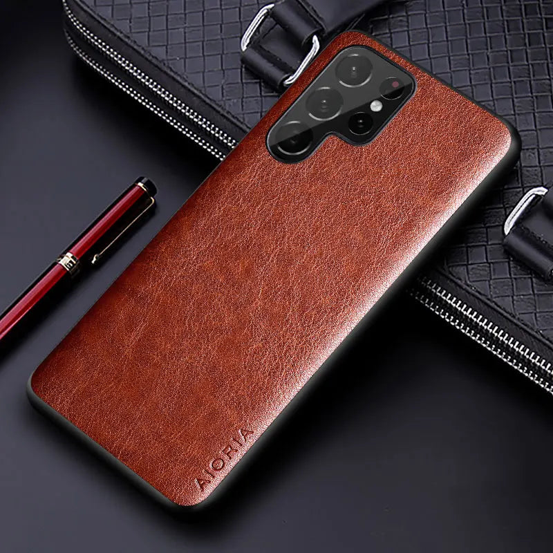 Luxury Business Solid Color Leather Case for Samsung Galaxy