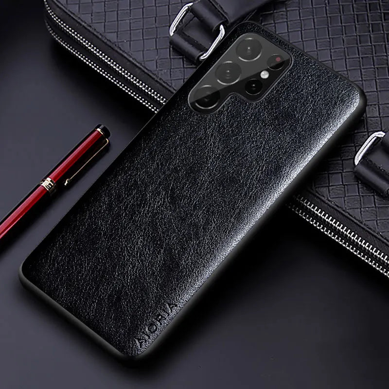 Luxury Business Solid Color Leather Case for Samsung Galaxy