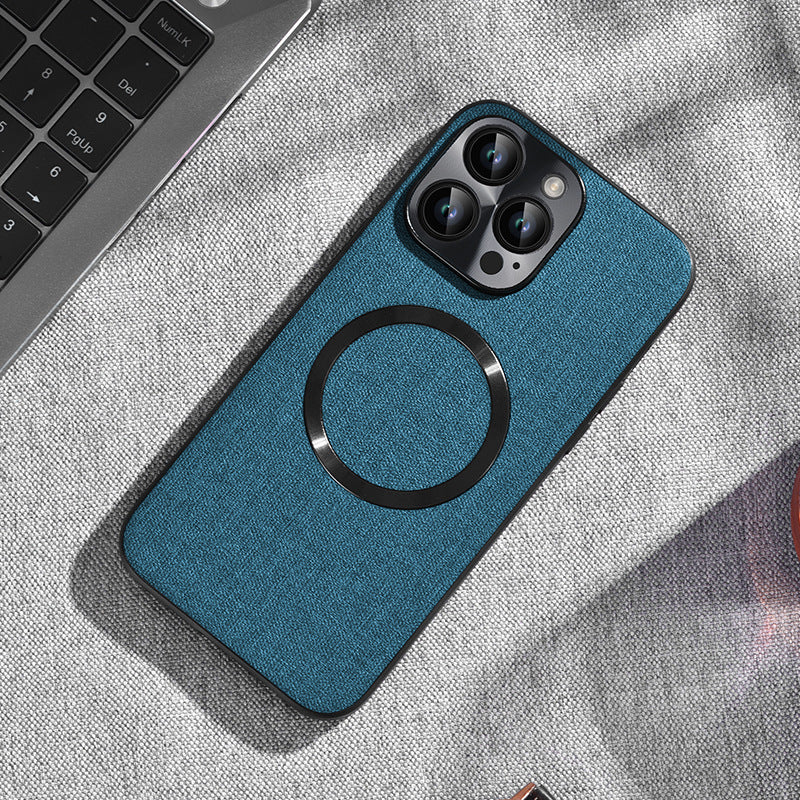 Minimalist Solid Color Fabric Magnetic Phone Case for iPhone