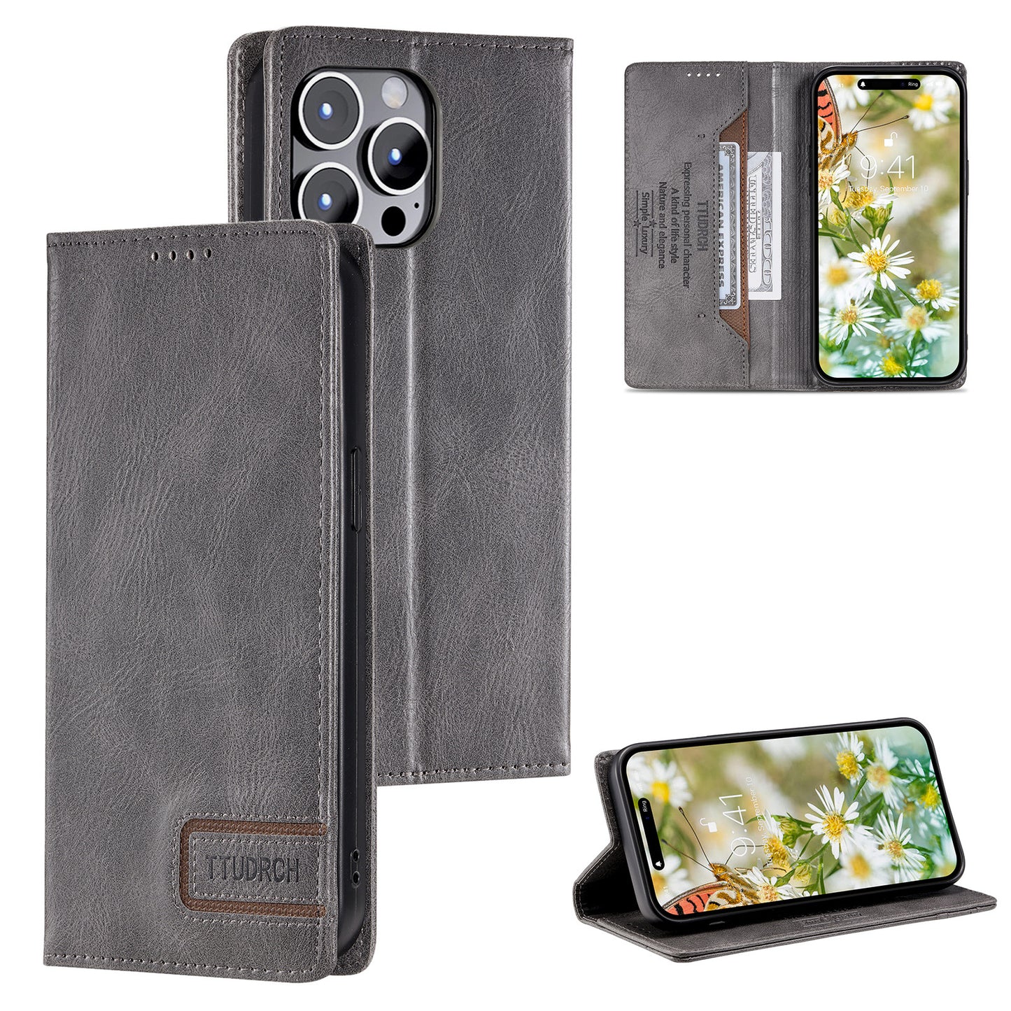 Magnetic Skin-Absorbing Leather Flip Phone Case for  iPhone