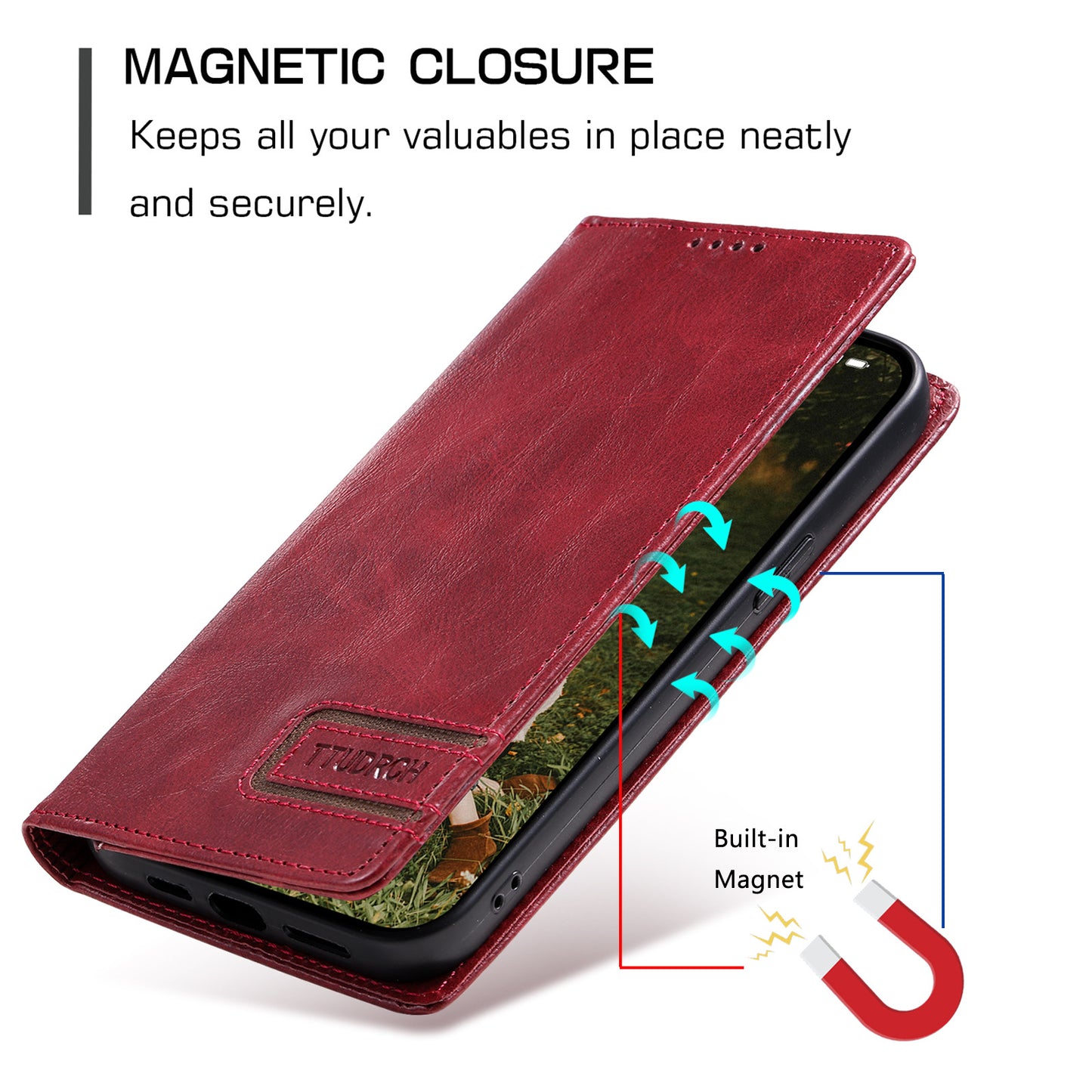 Magnetic Skin-Absorbing Leather Flip Phone Case for  iPhone