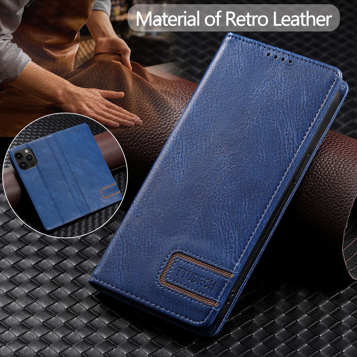 Magnetic Skin-Absorbing Leather Flip Phone Case for  iPhone