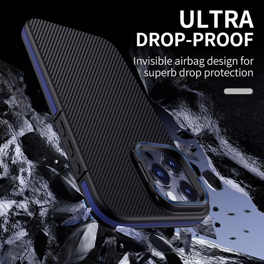 Metal Bracket Carbon Fiber Pattern Phone Case for iPhone