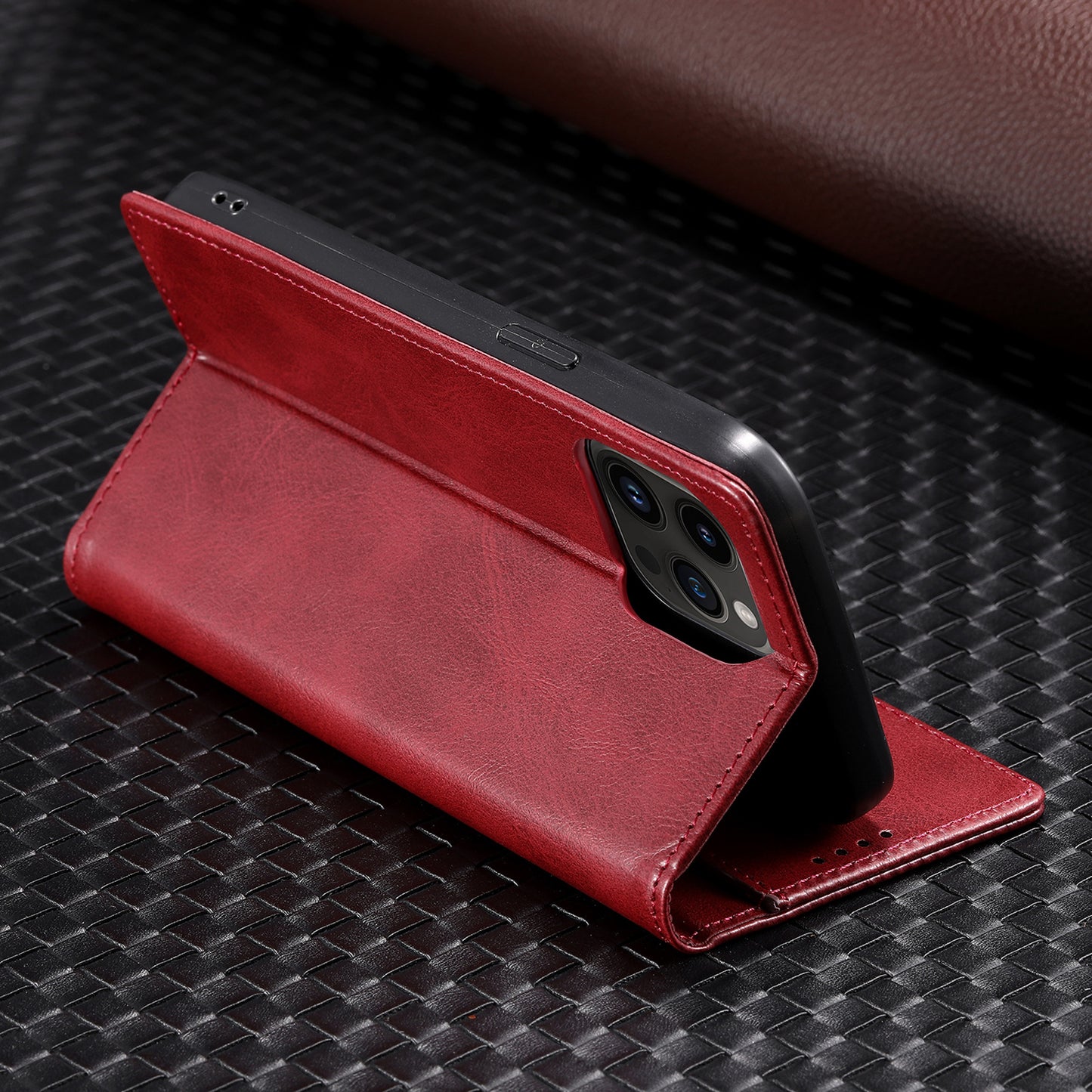 Magnetic Skin-Absorbing Leather Flip Phone Case for  iPhone