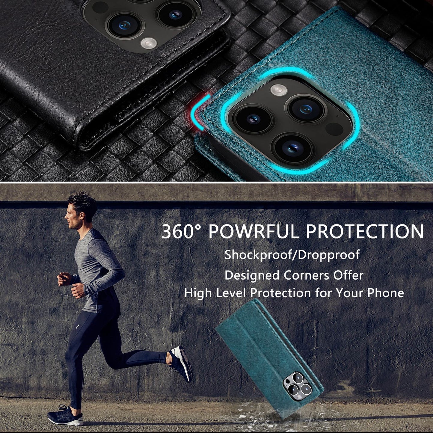 Magnetic Skin-Absorbing Leather Flip Phone Case for  iPhone