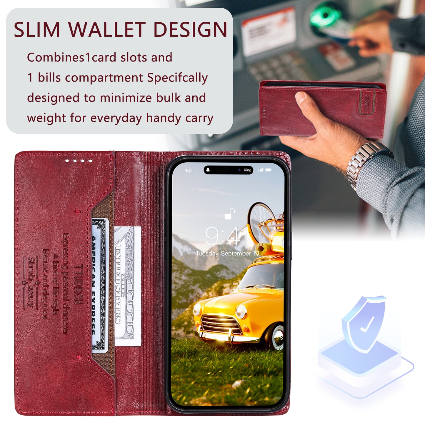 Magnetic Skin-Absorbing Leather Flip Phone Case for  iPhone