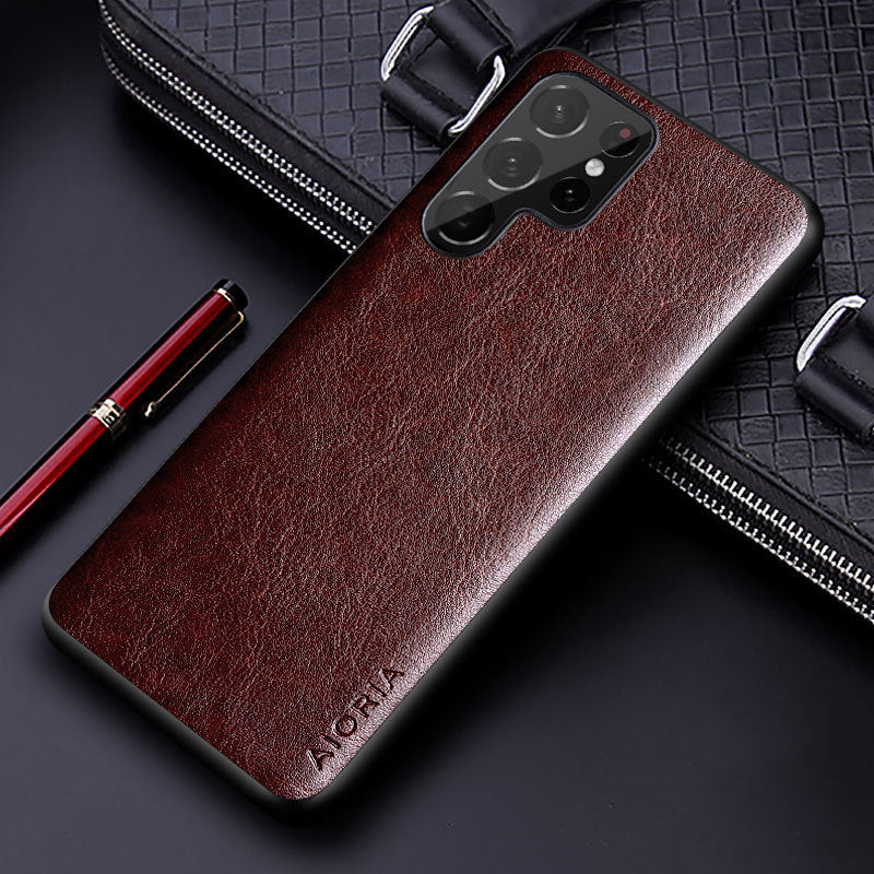 Luxury Business Solid Color Leather Case for Samsung Galaxy