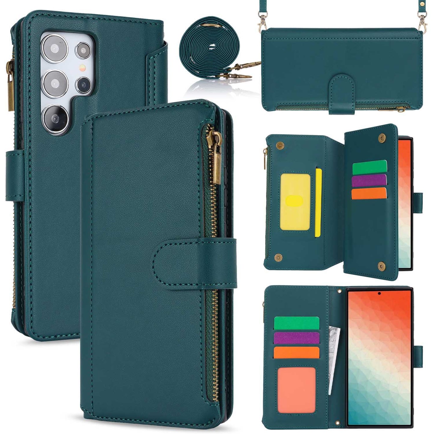 Luxury Wallet Zipper Leather Case for Samsung Galaxy