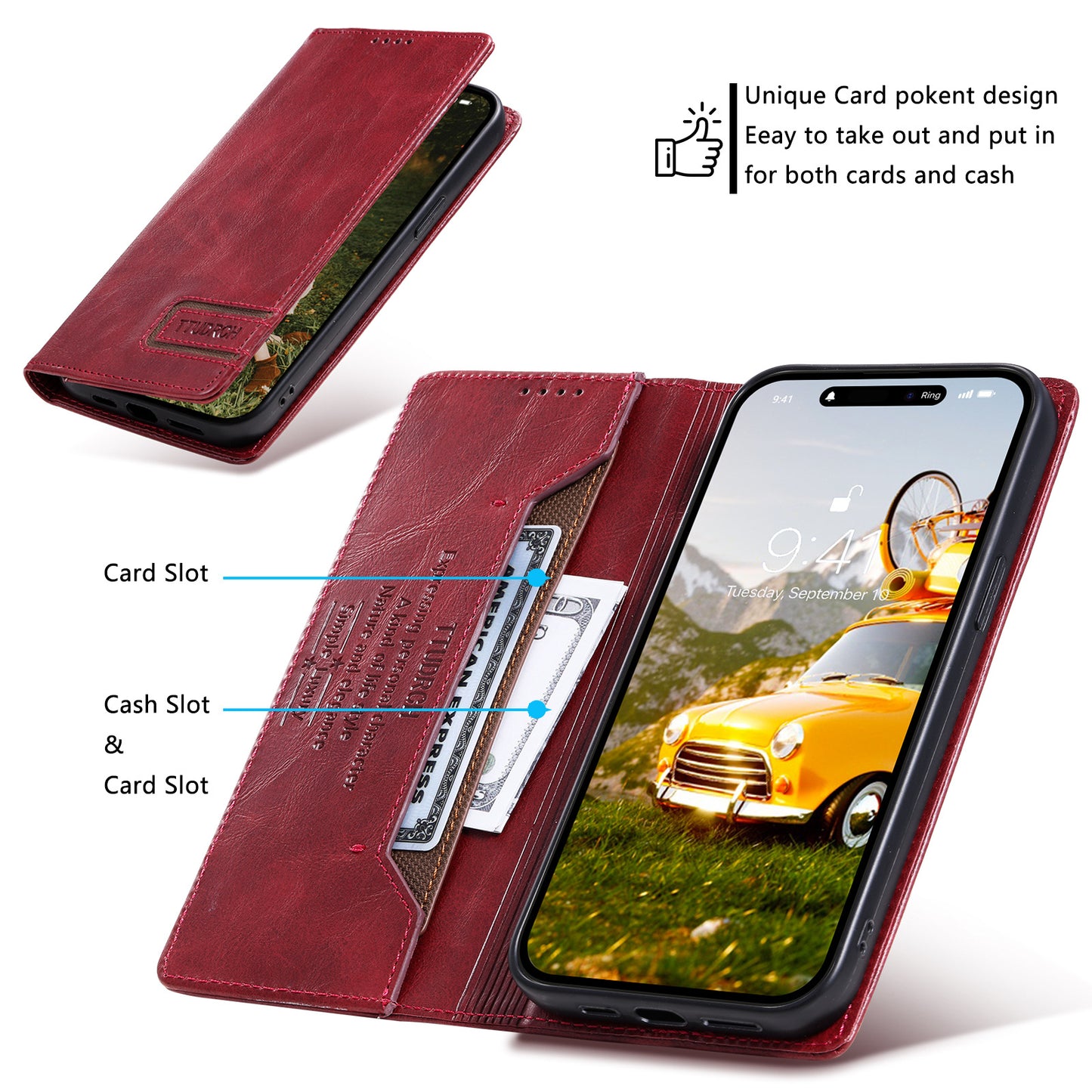 Magnetic Skin-Absorbing Leather Flip Phone Case for  iPhone