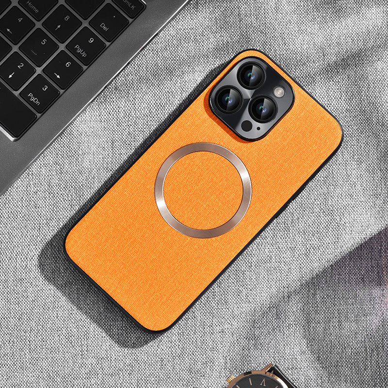 Minimalist Solid Color Fabric Magnetic Phone Case for iPhone