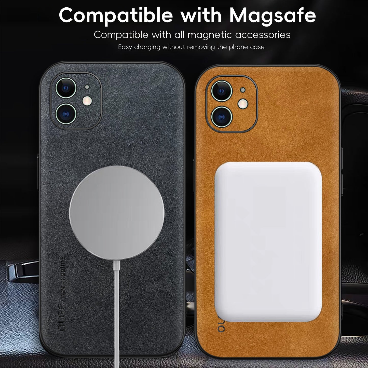 Retro Sheepskin Leather Magsafe Phone Case for iPhone