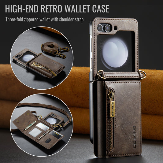 Crossbody Zipper Bag Mobile Phone Leather Case for Samsung Z Flip