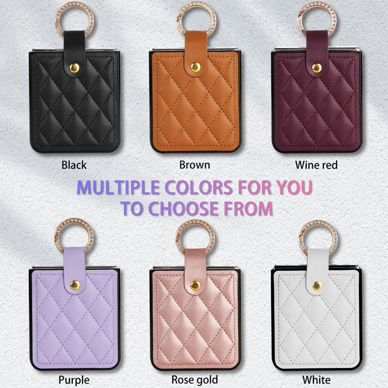 High Quality Leather Ring Stand Phone Case for Samsung Galaxy Z Flip