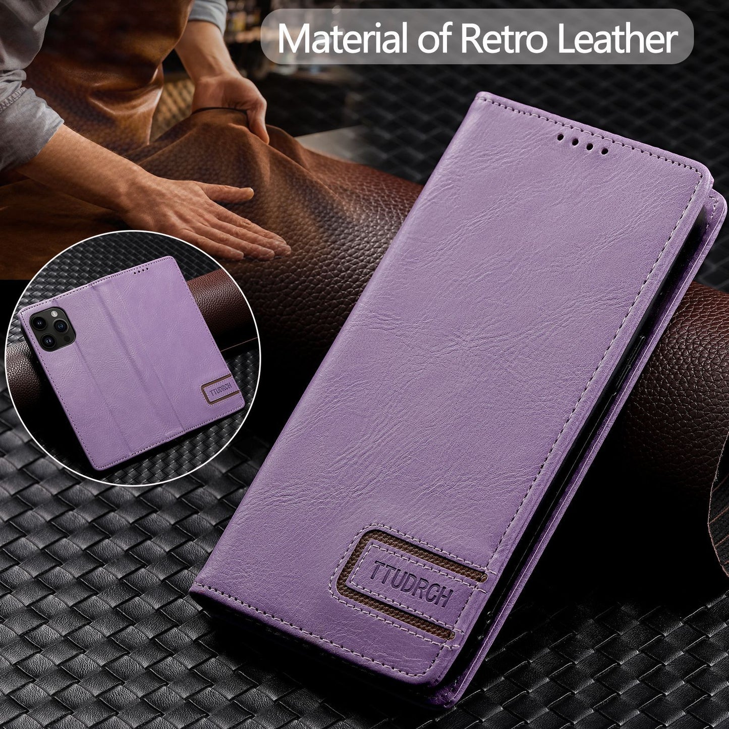 Magnetic Skin-Absorbing Leather Flip Phone Case for  iPhone