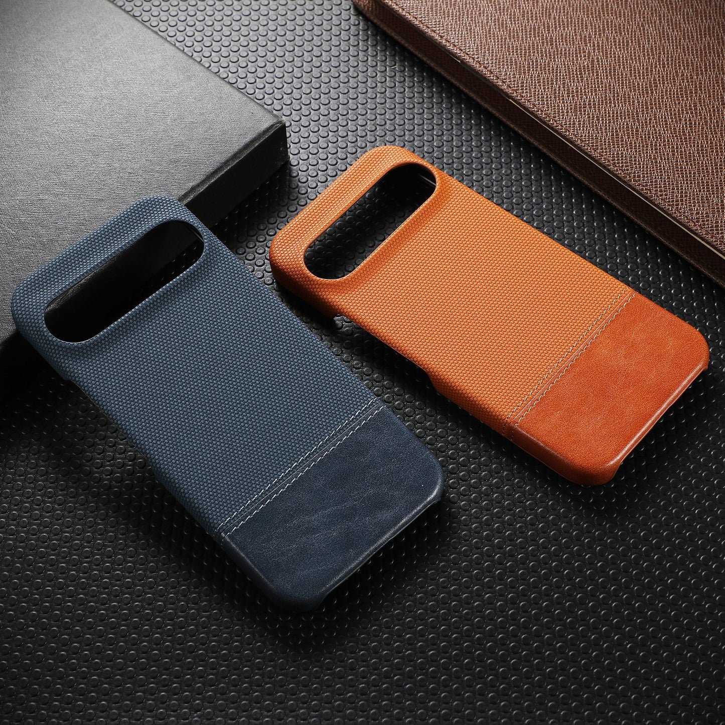 Two-color Stitching Plain Leather Texture Anti-fall Phone Case for Google Pixel