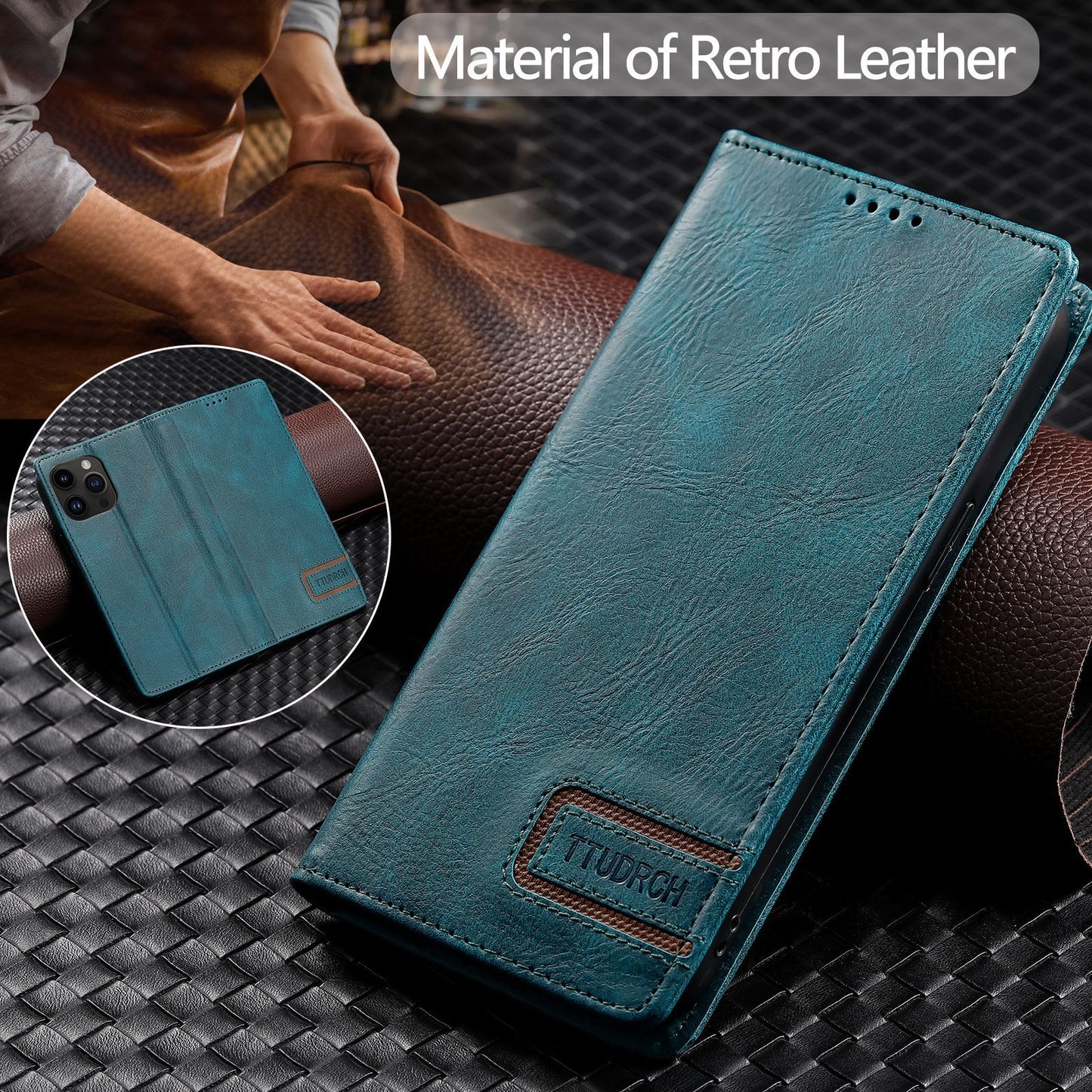 Magnetic Skin-Absorbing Leather Flip Phone Case for  iPhone