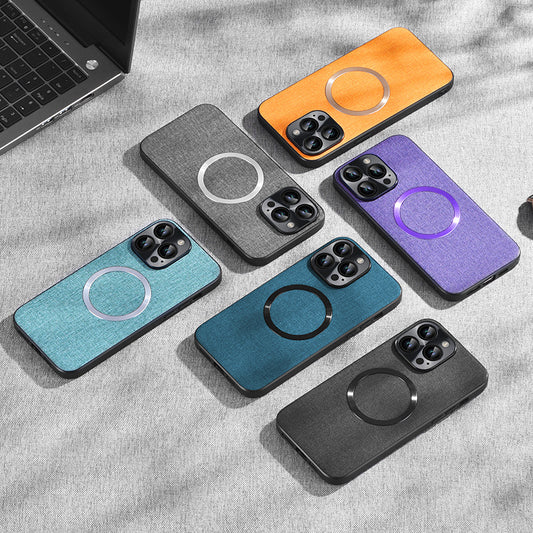 Minimalist Solid Color Fabric Magnetic Phone Case for iPhone