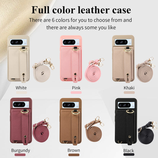 Shockproof Crossbody Lychee Leather Card Holder Wallet Phone Case for Google Pixel