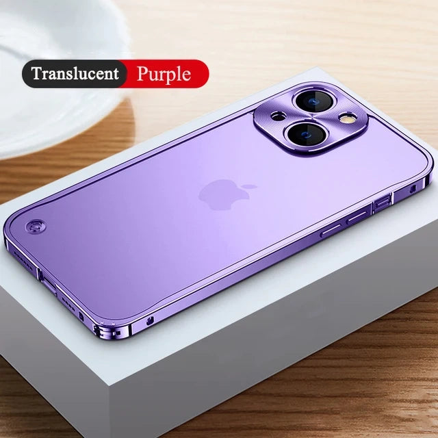 Metal Frame Lens Protection Frosted Shockproof Phone Case for iPhone