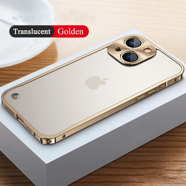 Metal Frame Lens Protection Frosted Shockproof Phone Case for iPhone