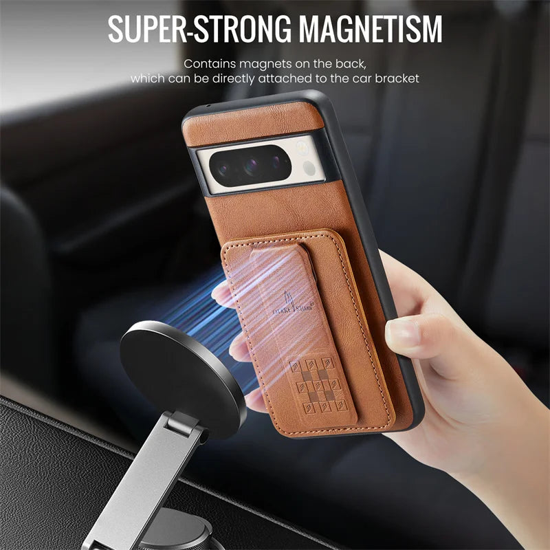 Wallet Card Slot Magnetic Holder Leather Case for Google Pixel