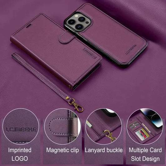 Detachable Split Flip PU Leather Phone Case for Iphone