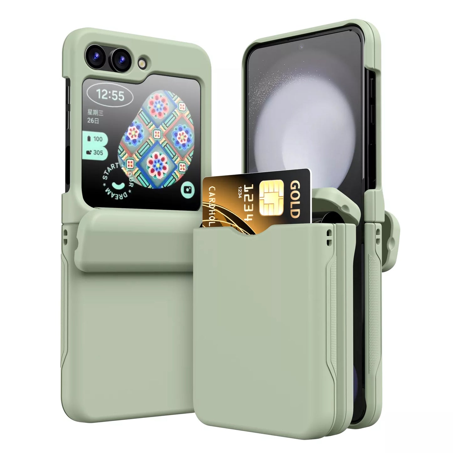 Simple Soild Color Hinge Phone Case with Card Slot for Samsung Galaxy Z Flip