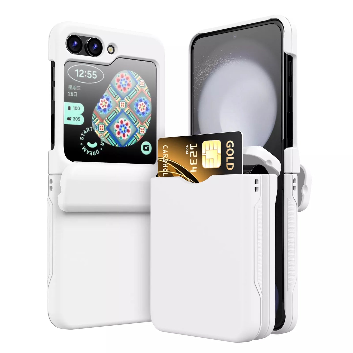 Simple Soild Color Hinge Phone Case with Card Slot for Samsung Galaxy Z Flip